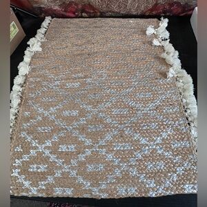 Shiraleah Chicago Set Of 4 Woven Jute  And Silver Metallic Placemats 21x13